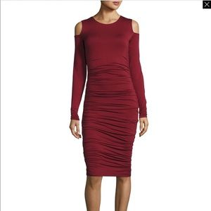 Bailey 44 Ruched Jersey Cold-Shoulder Dress size S